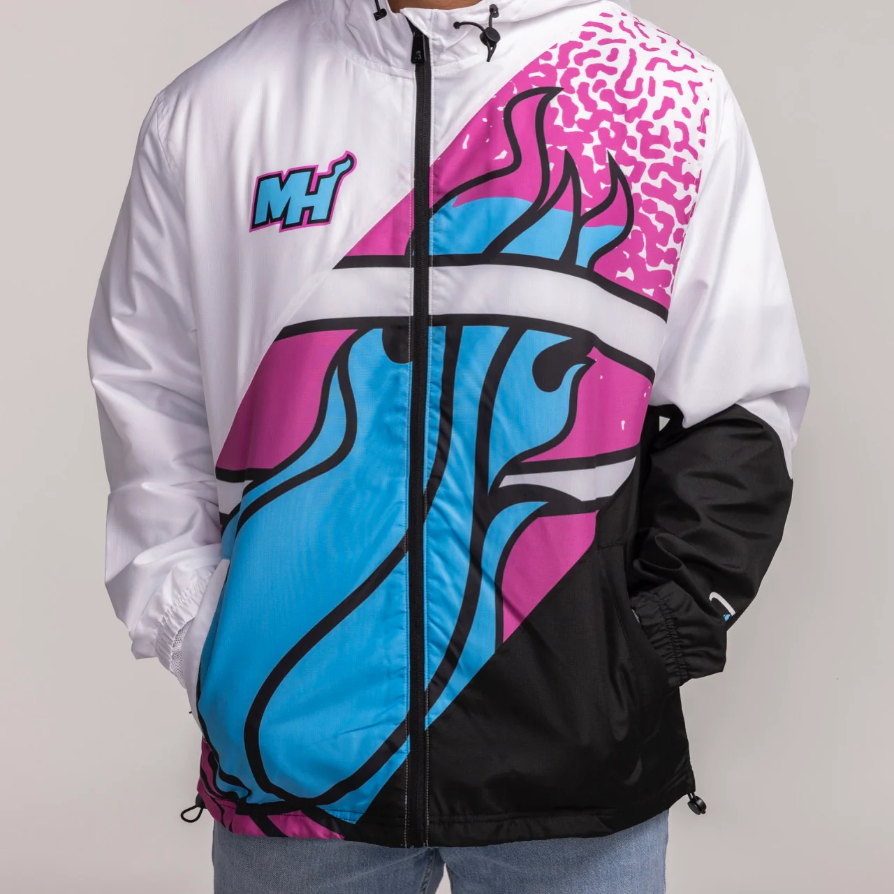 New Era Miami HEAT Original Vice Windbreaker Jacket - Image 4