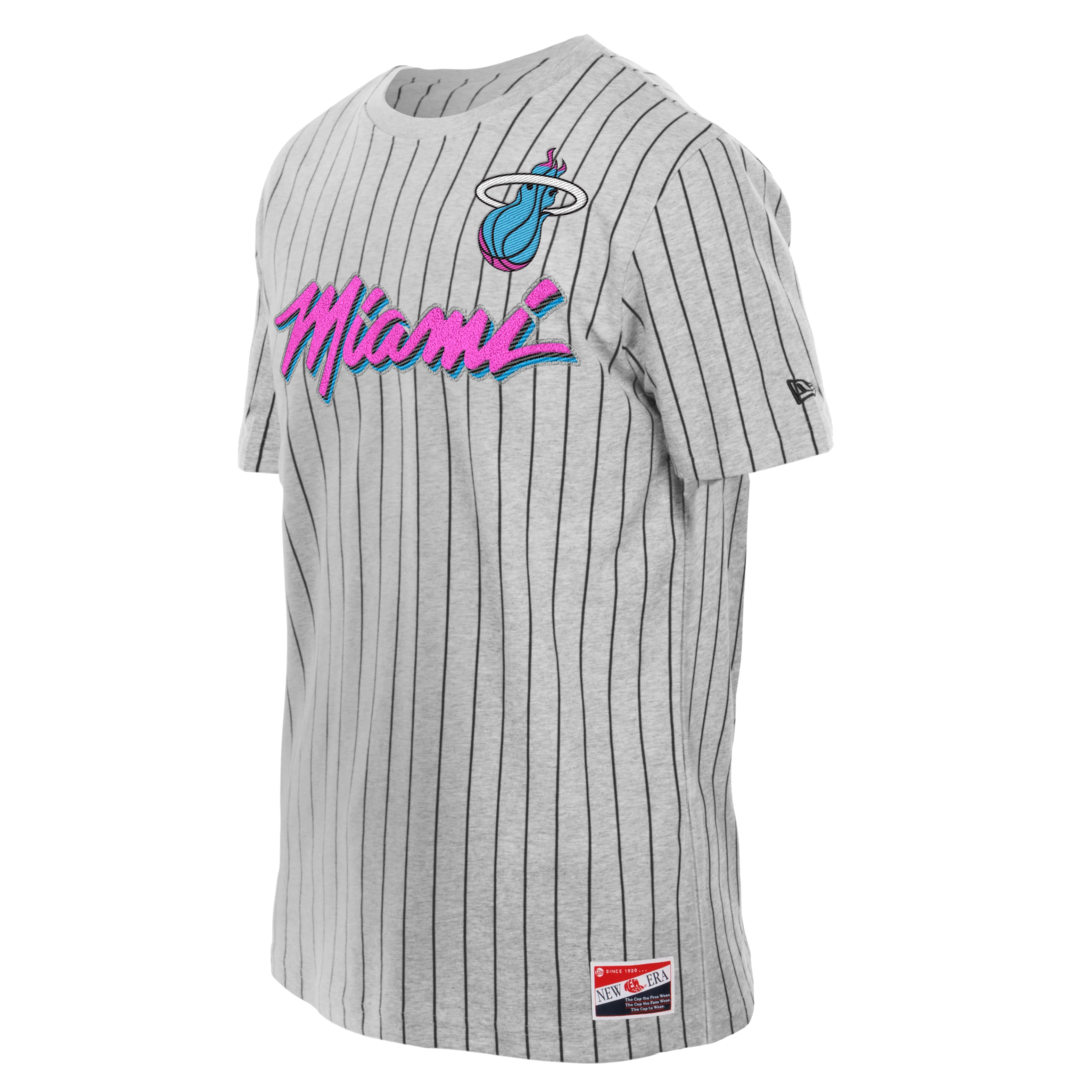 New Era Miami HEAT Original Vice Nights Striped Tee - Image 5