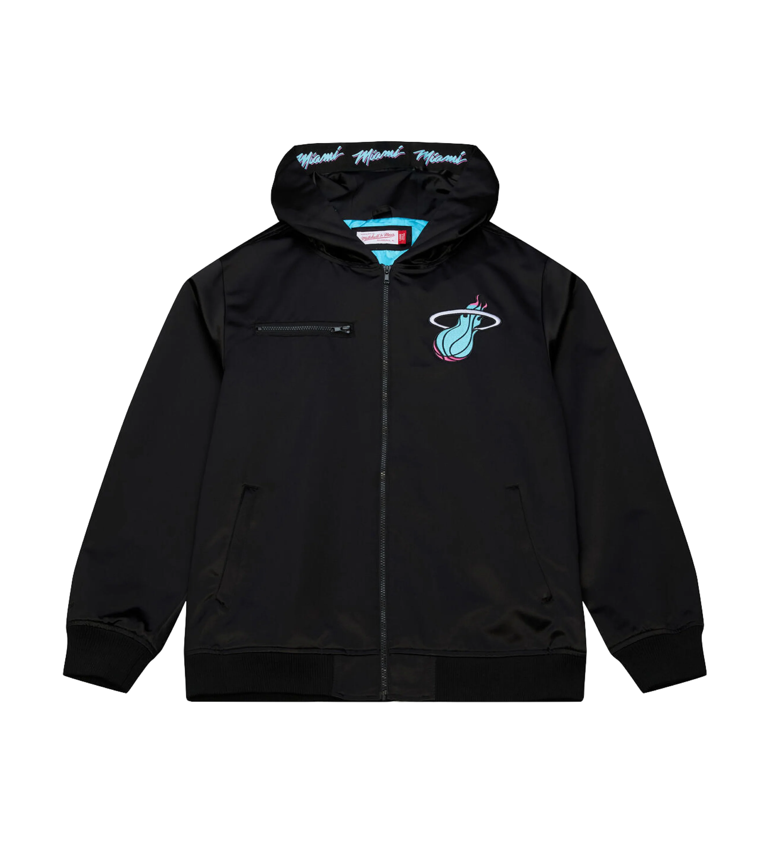 Mitchell & Ness Miami HEAT Original Vice Nights Satin Bomber - Image 4
