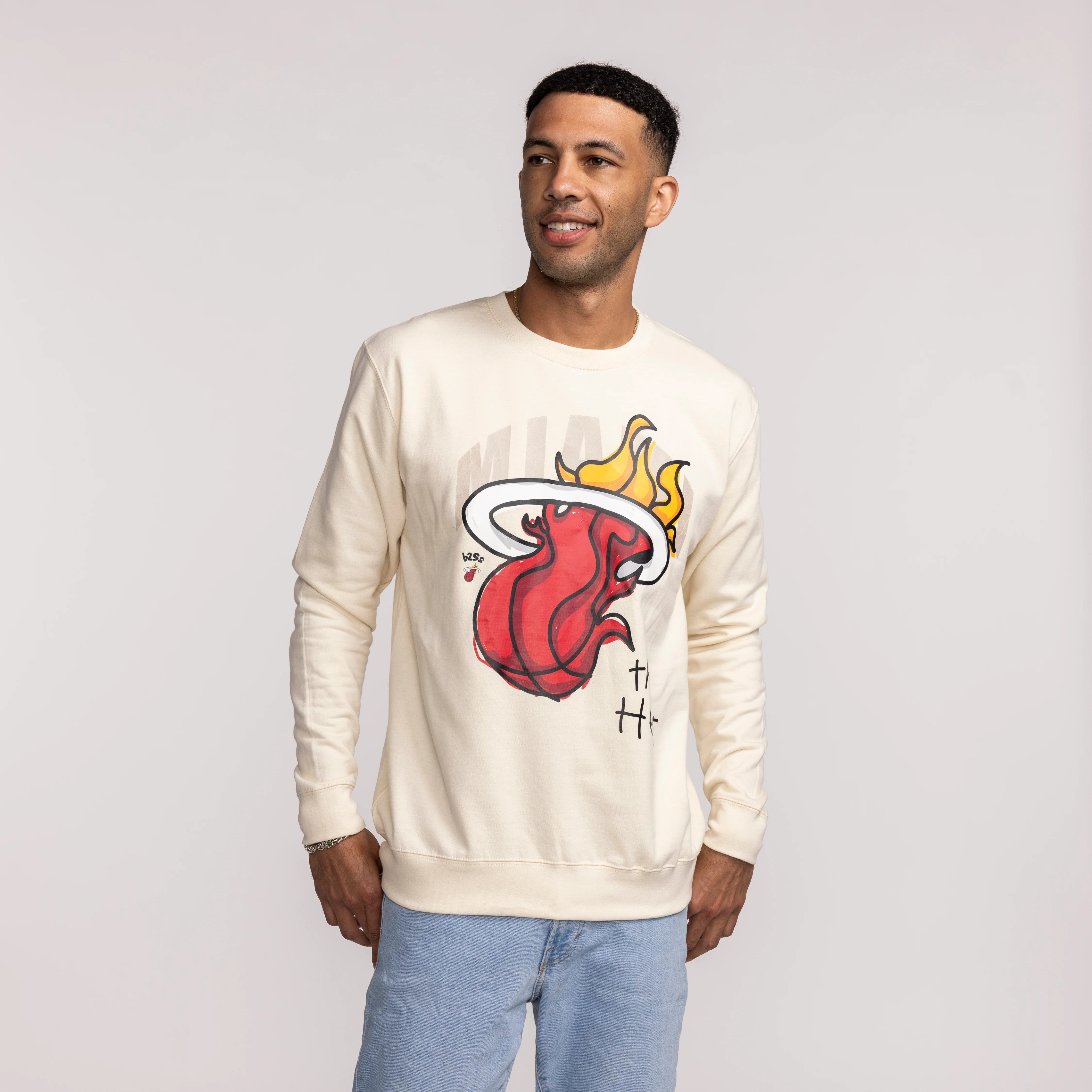 B2SS Miami HEAT Cream Vintage Crewneck