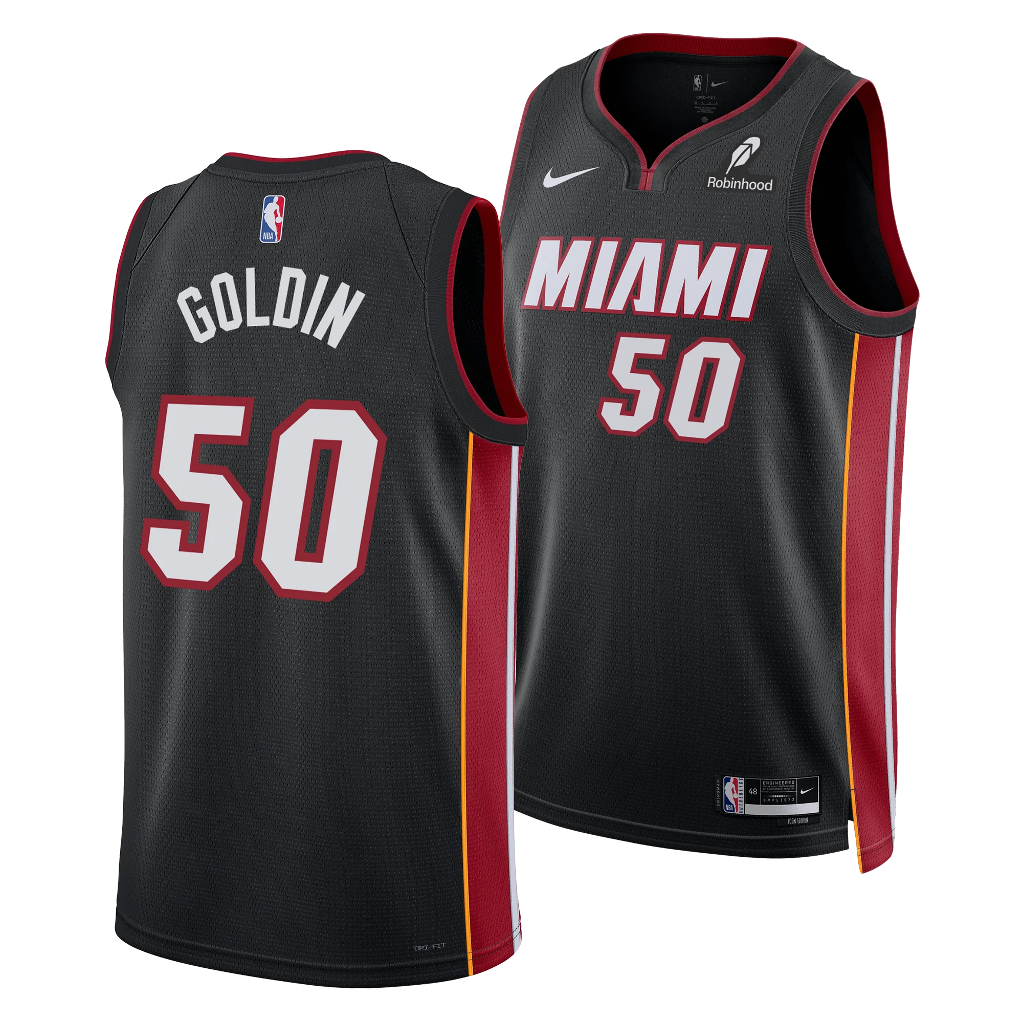 Vladislav Goldin Nike Miami HEAT Icon Black Swingman Jersey - Image 3