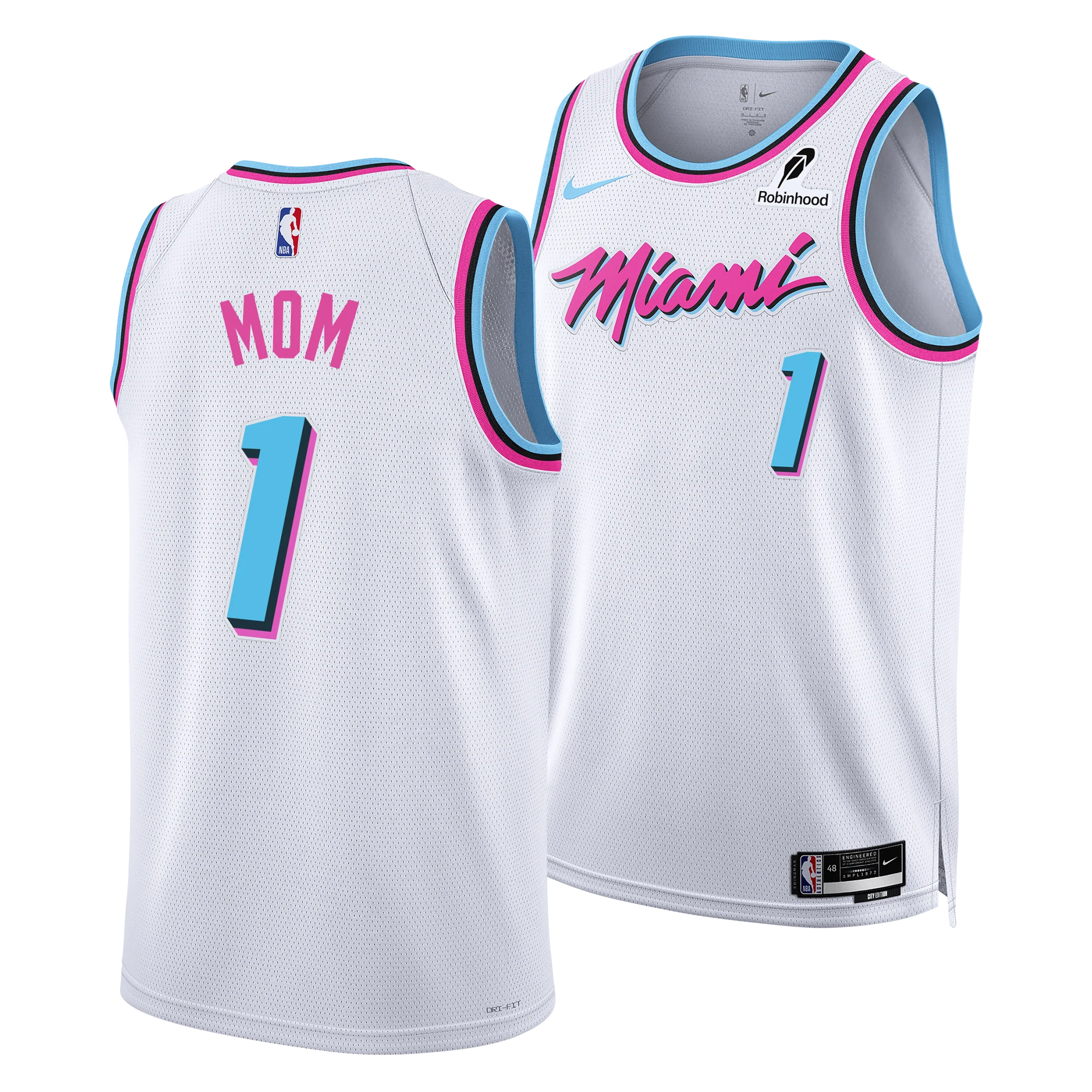 #1 Mom Nike Miami HEAT Original Vice Swingman Jersey