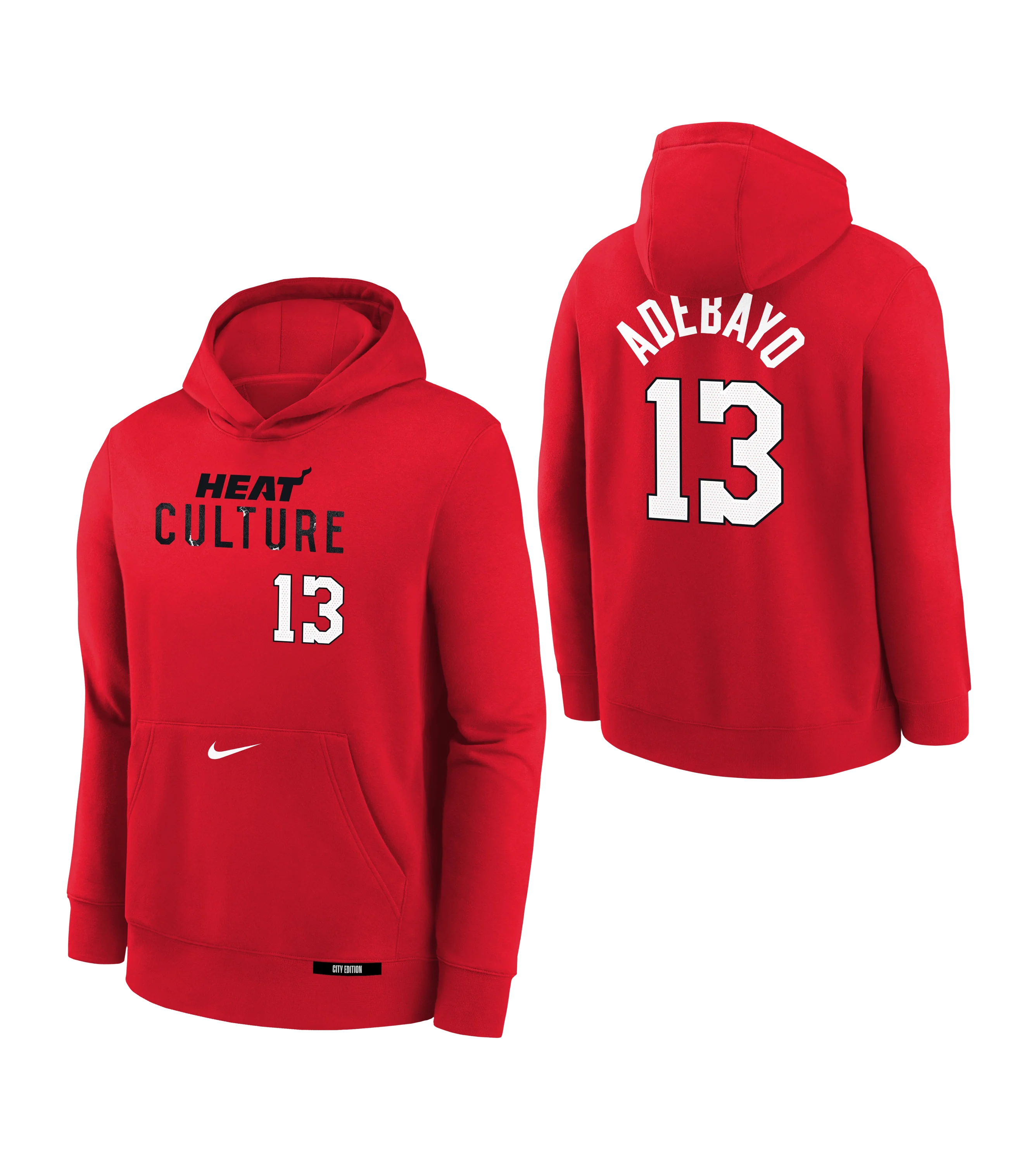 Bam Adebayo Nike HEAT Culture: Blood Red Name & Number Youth Hoodie - Image 3