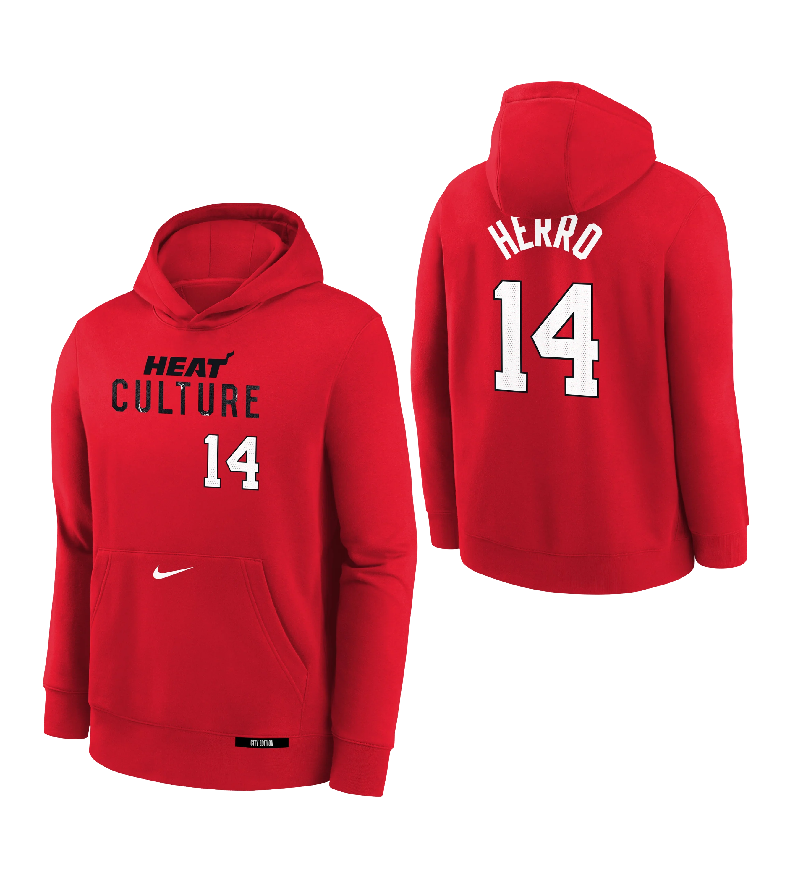 Tyler Herro Nike HEAT Culture: Blood Red Name & Number Youth Hoodie - Image 3