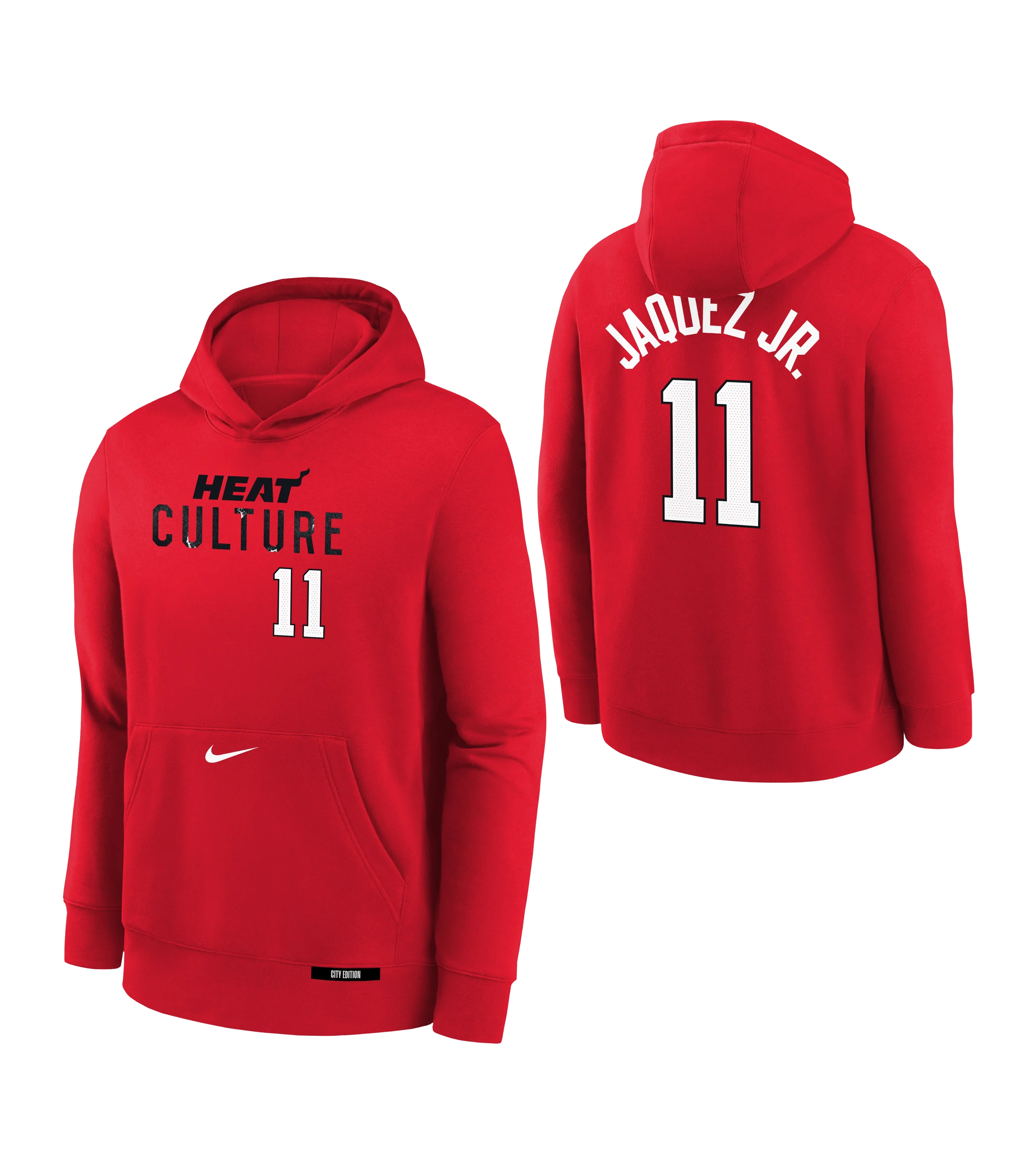 Jaime Jaquez Jr. Nike HEAT Culture: Blood Red Name & Number Youth Hoodie - Image 3